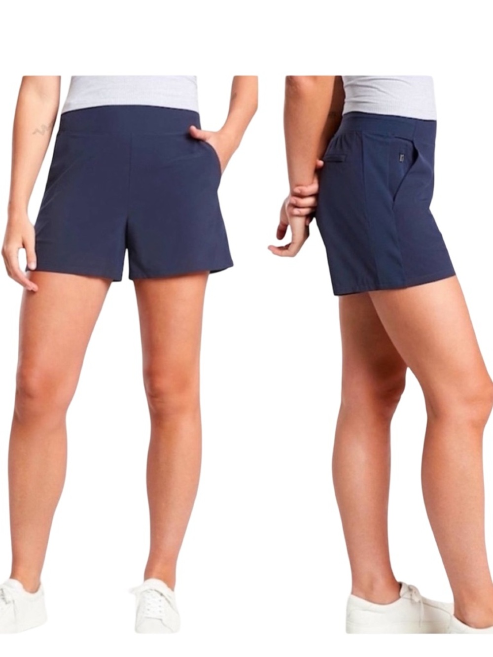 Athleta Navy Brooklyn Mid-Rise Athletic Shorts - Picture 2 of 15